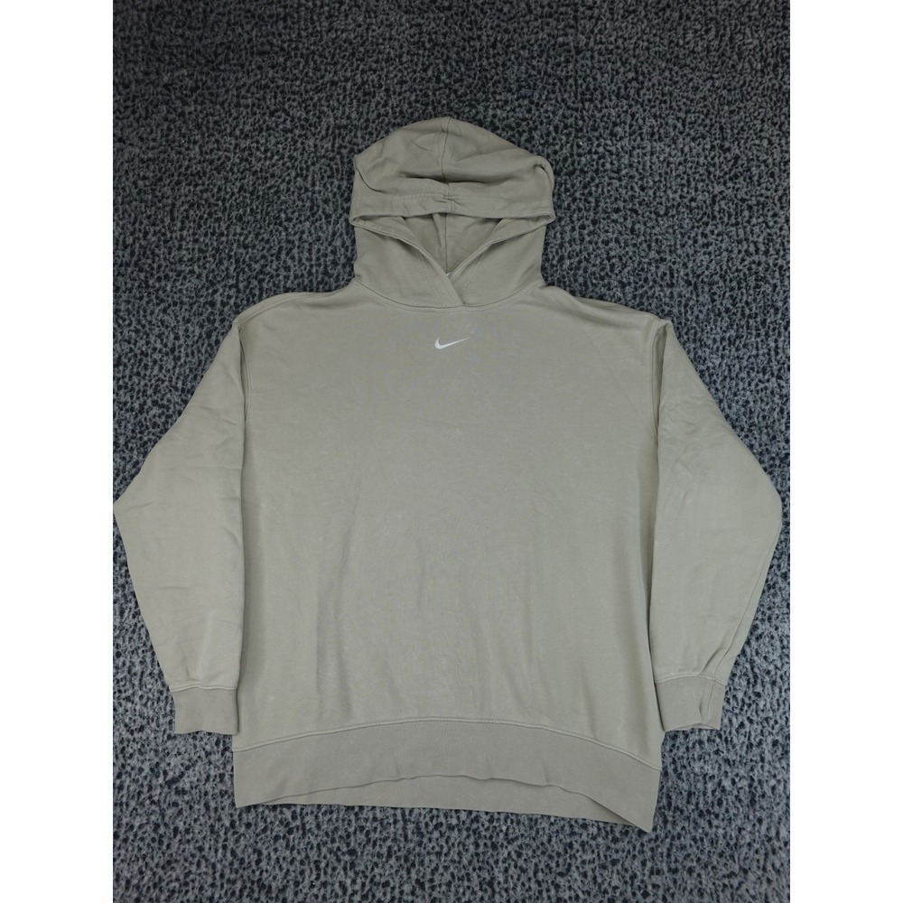 Nike Hoodie Womens Large Khaki Beige Oversized Mini Swoosh DD5640-236